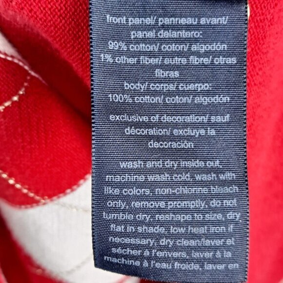 Tommy Hilfiger Size Medium Red white Gold Argyle Front Sweater Long Sleeve VNeck - Picture 8 of 10